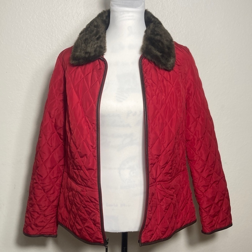 Charter Club Red Puffer Jacket Women's Size Medium